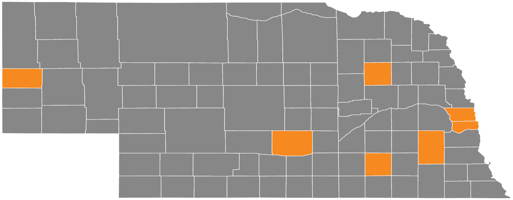 Map of counties with juvenile facilities