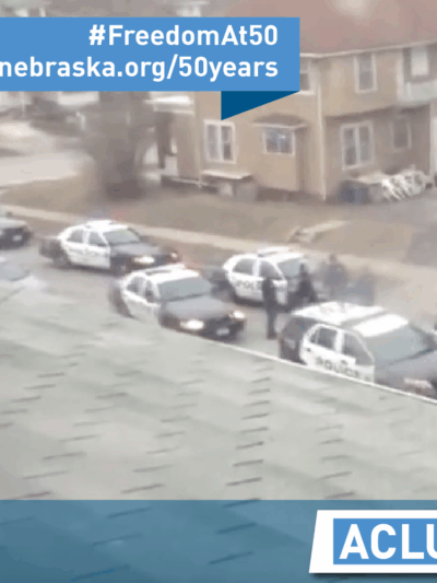 ACLU of NE 50th Anniversary Image - Police Outside Johnson Family