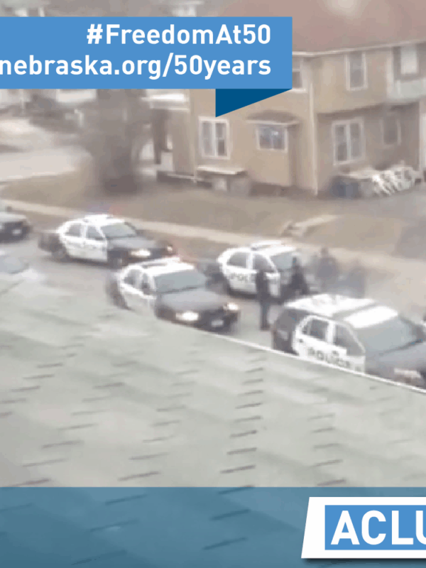 ACLU of NE 50th Anniversary Image - Police Outside Johnson Family