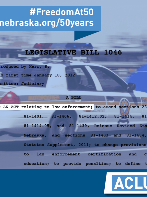 Text of LB 1046 from 2012 over a police vehicle