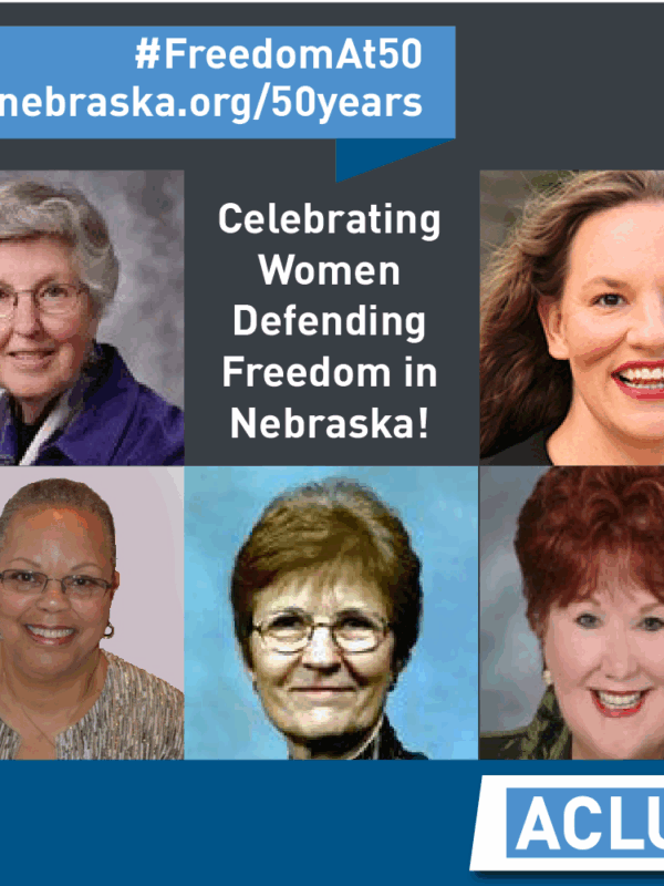 Text: Celebrating Women Defending Freedom in Nebraska
