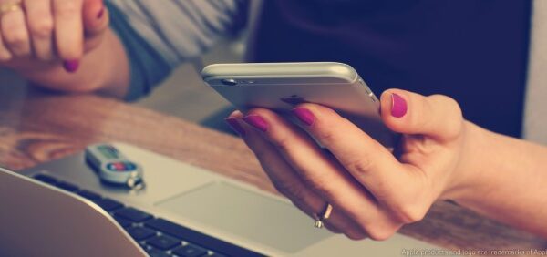 woman holding phone