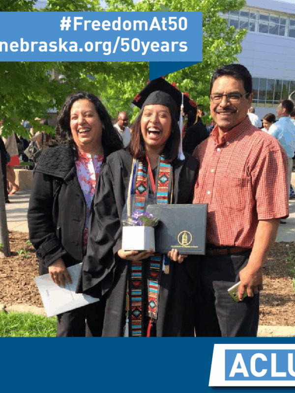Photo of Maria and her family at her college graduation