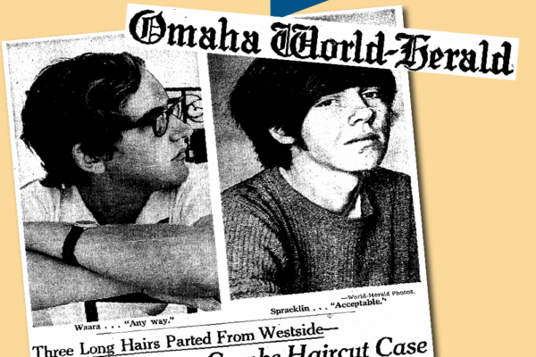Omaha World Herald Clip with caption "Liberties Unoin Combs Haircut Case"