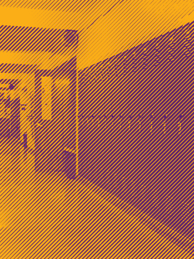 Photo of an empy school hallway