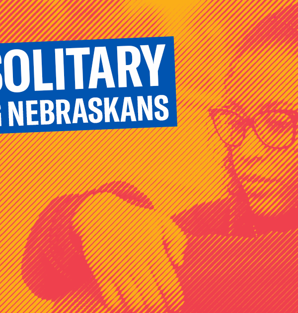 Stylized image of a teenage woman with text: Stop Solitary for Young Nebraskans
