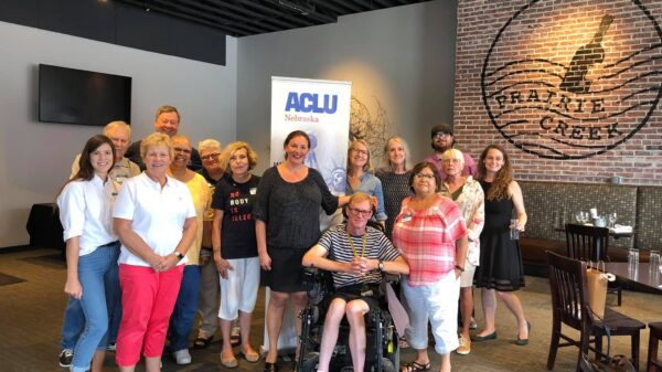 ACLU supporters pose for group photo