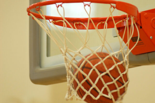 Basketball goes through hoop