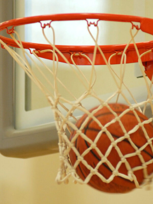 Basketball goes through hoop