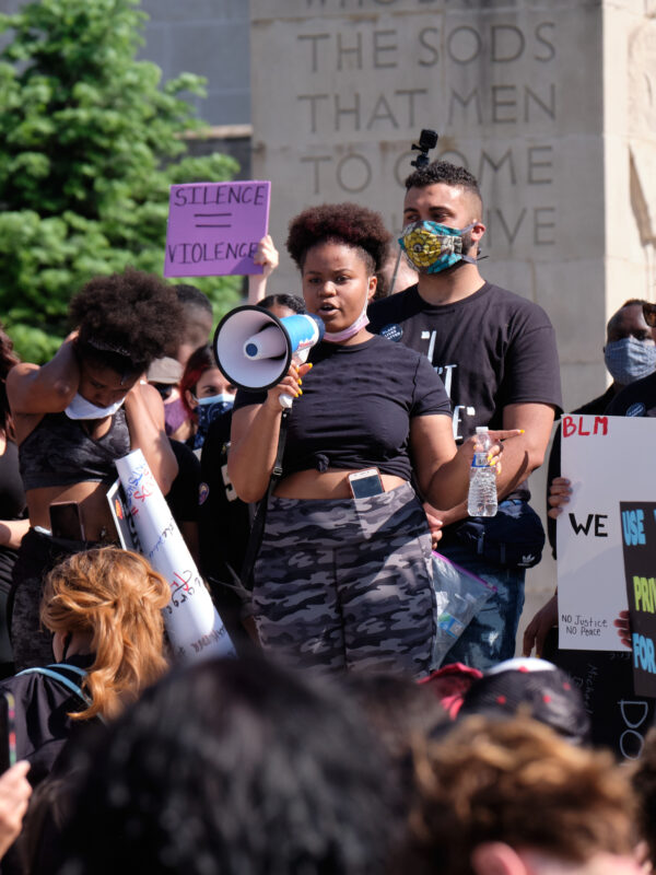 Protesters at a Black Lives Matter protest in Lincoln.