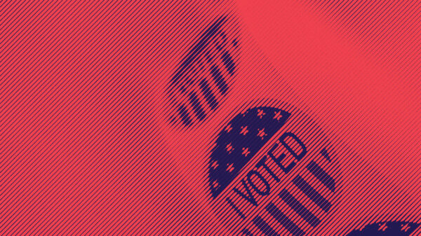 Stickers that read "I voted."