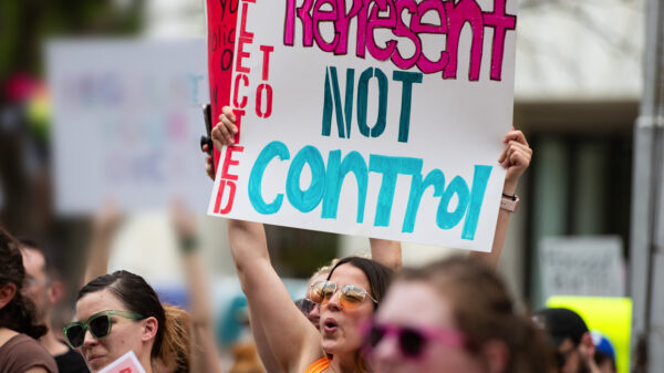 About 2,000 people rally in support of reproductive rights at a 2022 rally in Omaha.