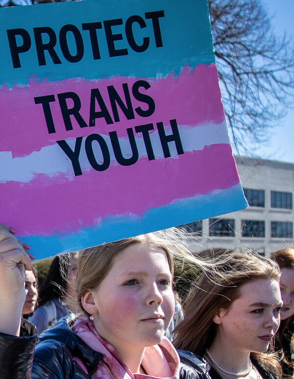 Des Moines high school students walk out of class in a demonstration against anti-trans legislation. Photo courtesy Phil Roeder.