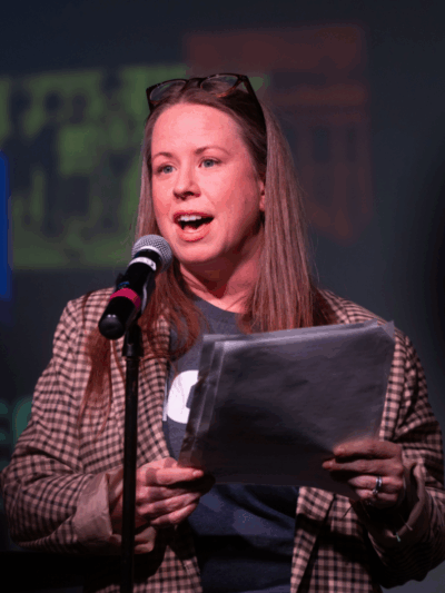 ACLU of Nebraska Executive Director Mindy Rush Chipman speaks at a community event.