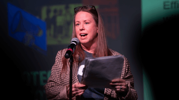 ACLU of Nebraska Executive Director Mindy Rush Chipman speaks at a community event.