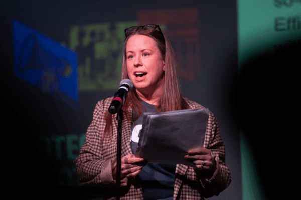 ACLU of Nebraska Executive Director Mindy Rush Chipman speaks at a community event.
