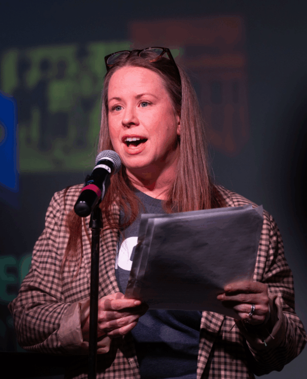 ACLU of Nebraska Executive Director Mindy Rush Chipman speaks at a community event.
