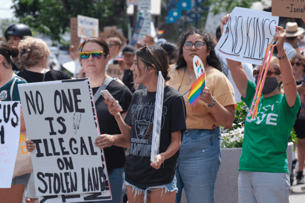Nebraskans gather at a "No Kings" protest in Lincoln, NE. Photo by Chad Greene for the ACLU of Nebraska.