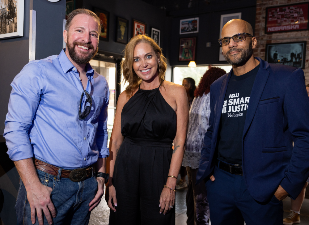 ACLU of Nebraska team members pose for a photograph during an Omaha event.