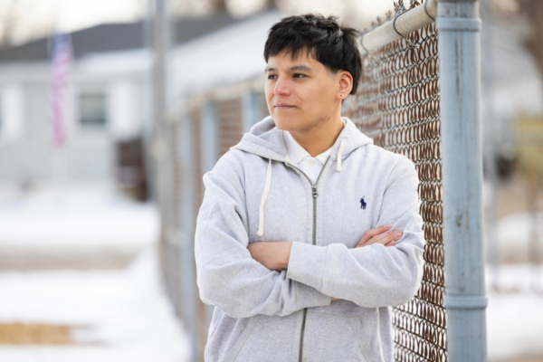 Joel Angel-Becerril poses for a photograph in Omaha a few days after his release from ICE custody.