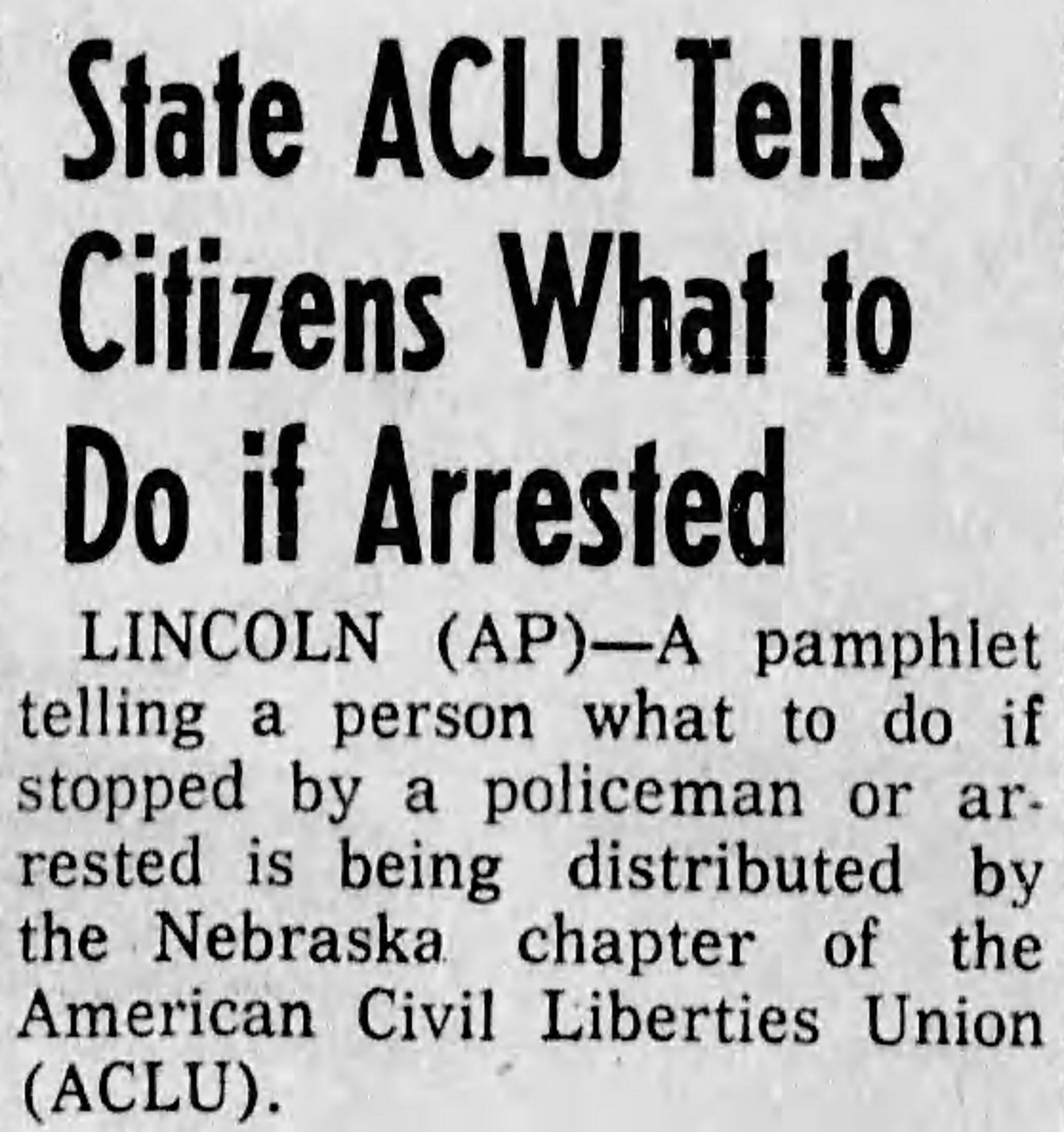 In the Scottsbluff Star-Herald, an Associated Press article explains the ACLU of Nebraska Know Your Rights effort.