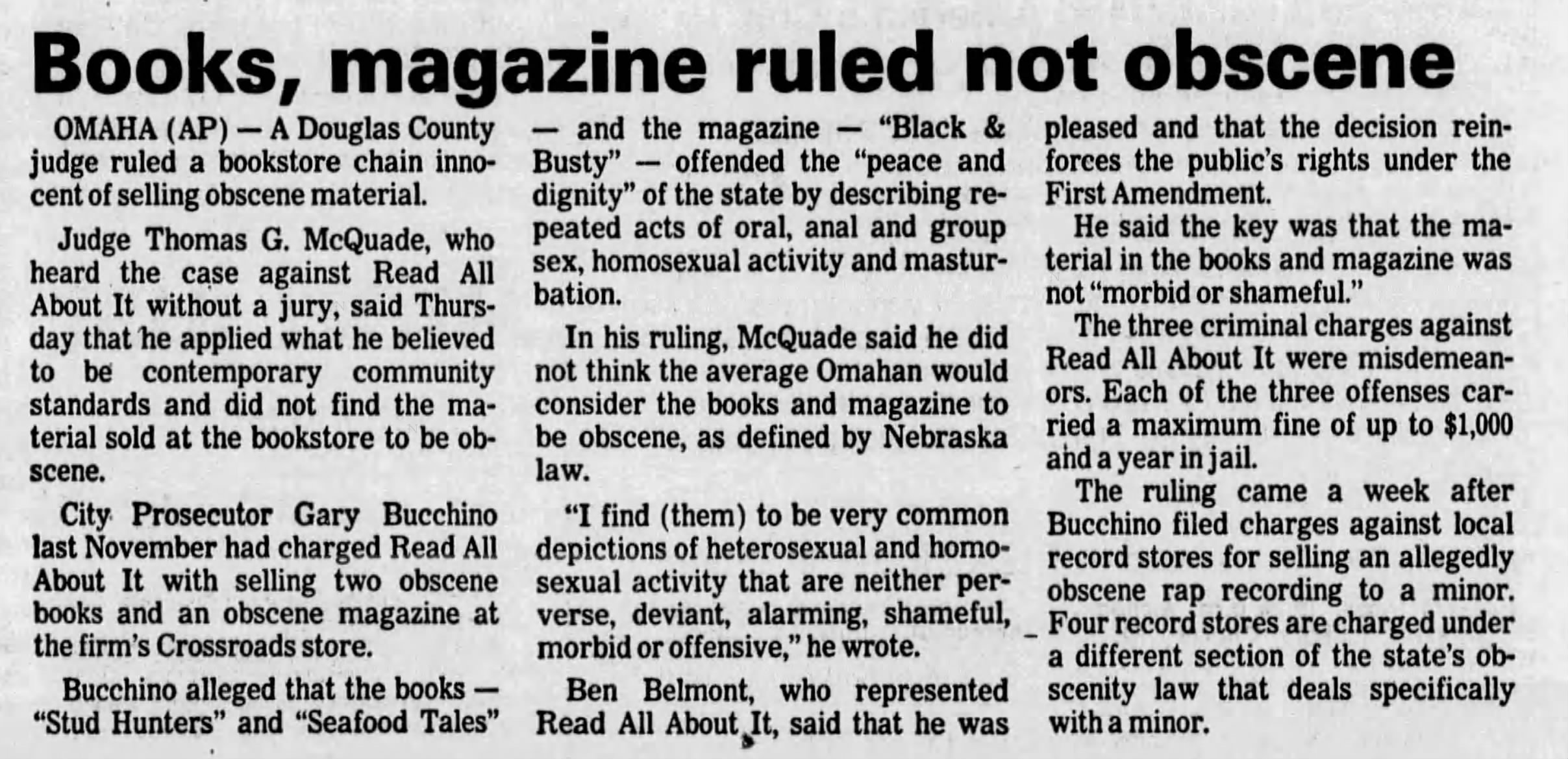 Books, magazines ruled not obscene