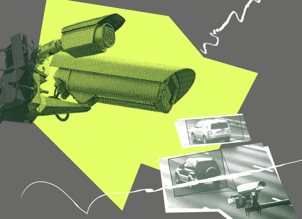 A stylized ALPR camera and vehicles.