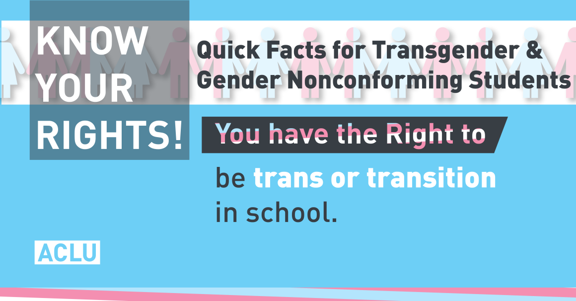 Text: Know Your Rights! Quick Facts for Transgender & Gender Nonconforming Students