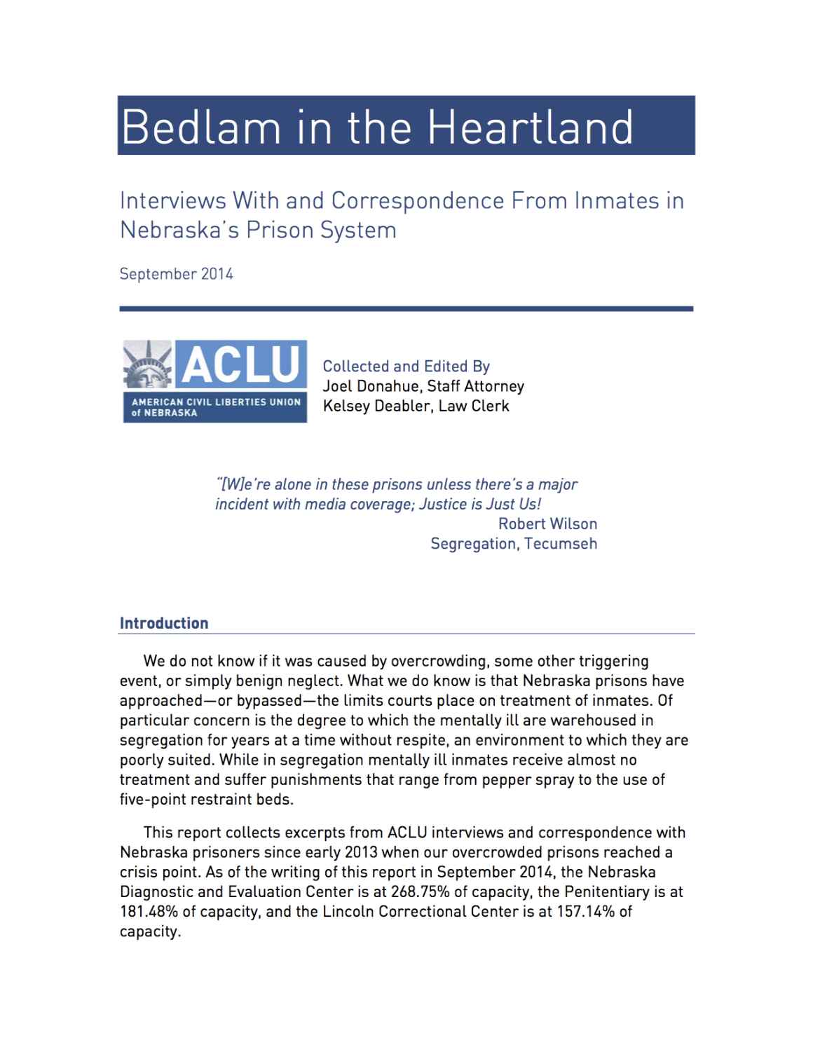 Bedlam in the Heartland report cover