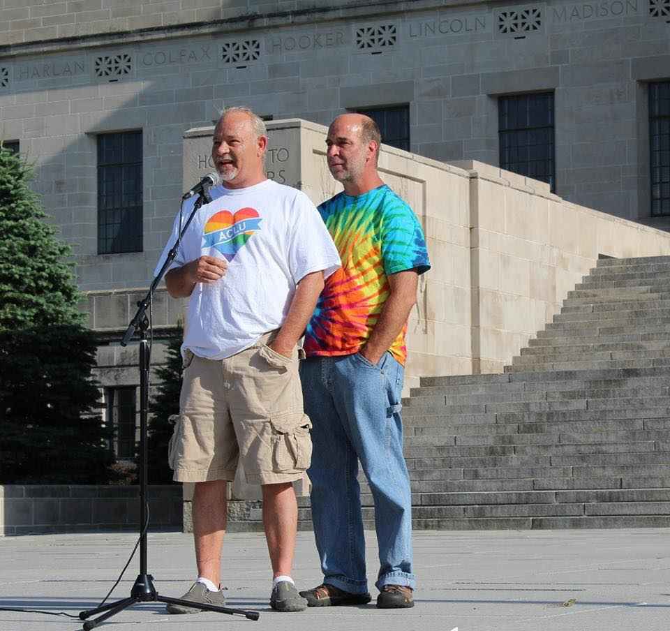 Bil and Greg speaking at rally