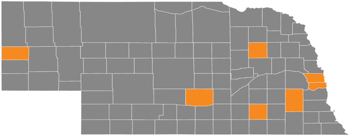 Map of counties with juvenile facilities