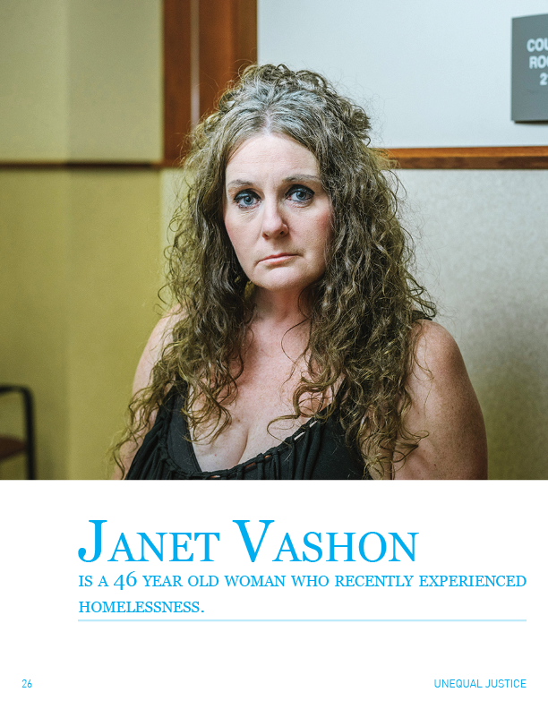 Image of Janet Vashon, a 46 year old woman who recently experienced homelessness.