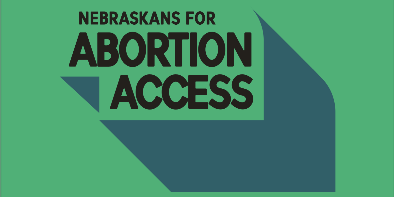 Nebraskans for Abortion Access logo with black text and a green background