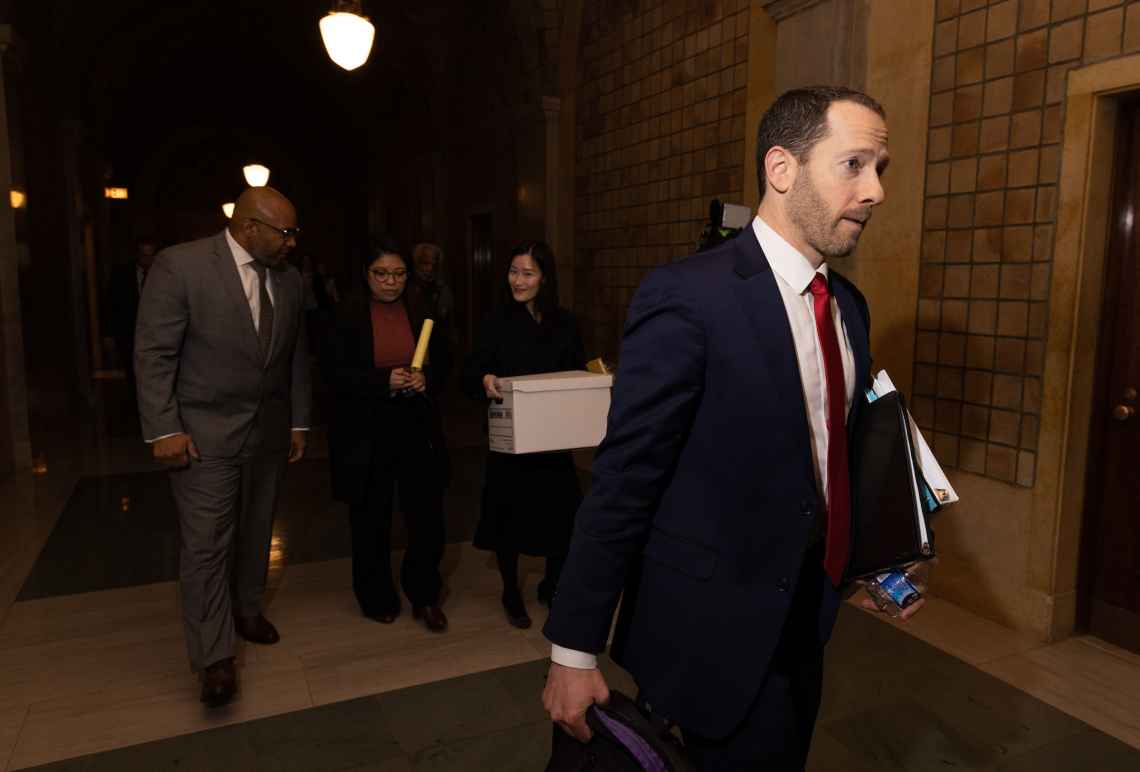 Matthew Segal, senior staff attorney with the ACLU's State Supreme Court Initiative, exits the Nebraska Supreme Court in the Nebraska State Capitol on Tuesday, March 5, 2024, in Lincoln, Neb.