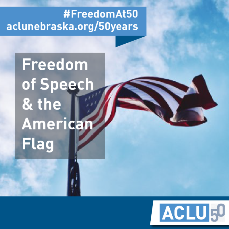 Image of American Flag with text: Freedom of Speech and the American Flag