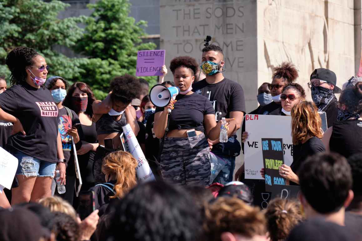 Protesters at a Black Lives Matter protest in Lincoln.