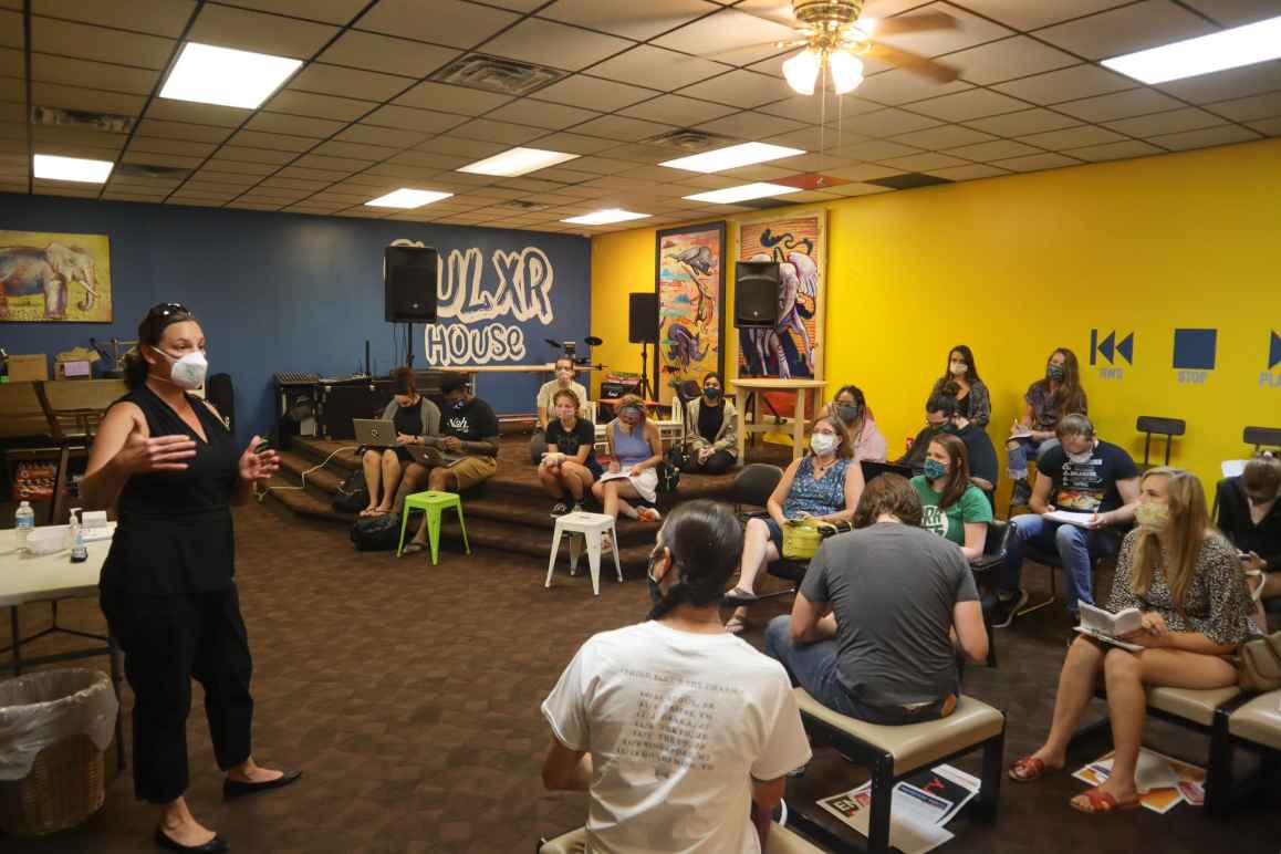 ACLU of Nebraska Executive Director Danielle Conrad speaks at a local Legal Clinic