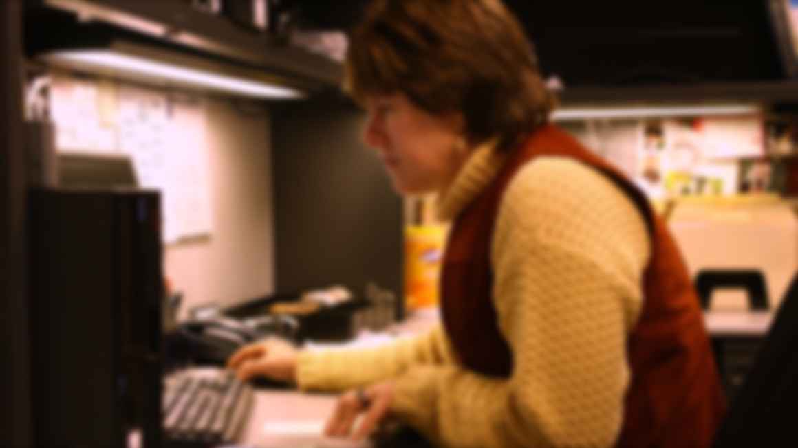 Picture of a woman at a computer