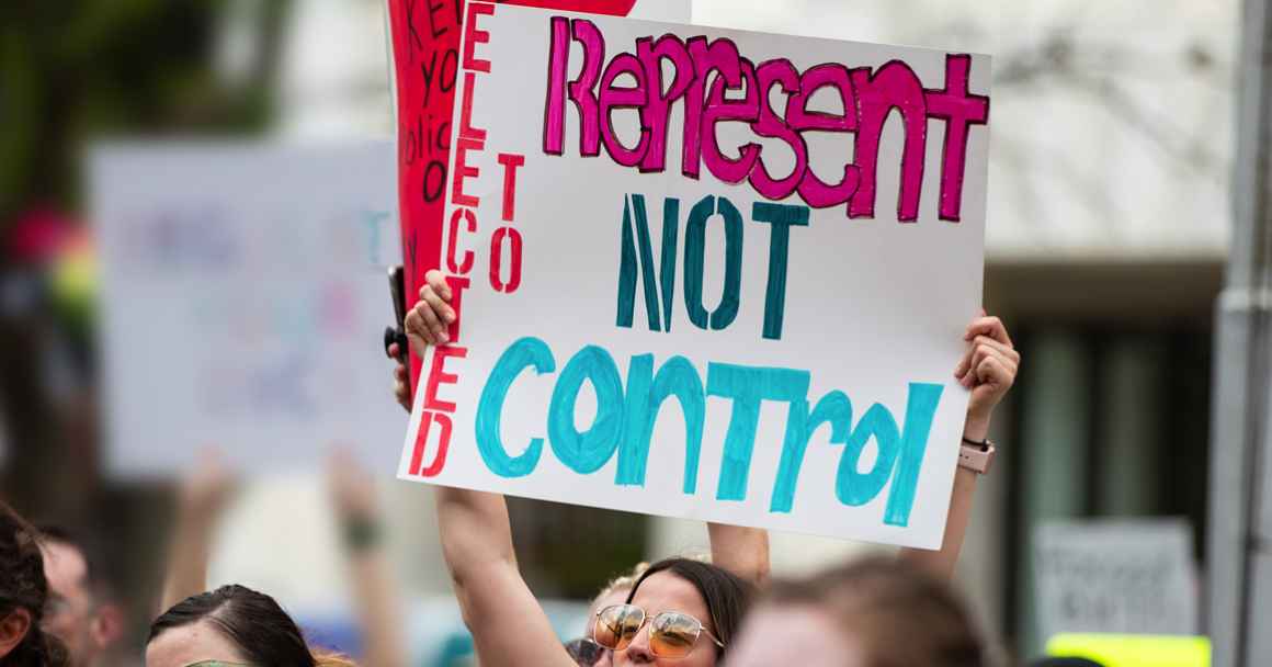 About 2,000 people rally in support of reproductive rights at a 2022 rally in Omaha.
