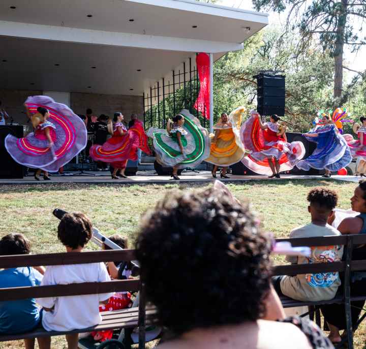A performance at Lincoln's Antelope Park, part of a celebration kicking off Latine Heritage Month organized by El Centro de las Américas. The ACLU of Nebraska was proud to sponsor this event.