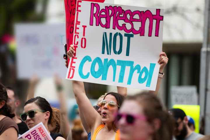 About 2,000 people rally in support of reproductive rights at a 2022 rally in Omaha.