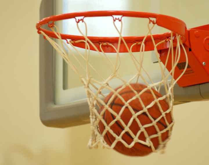 Basketball goes through hoop