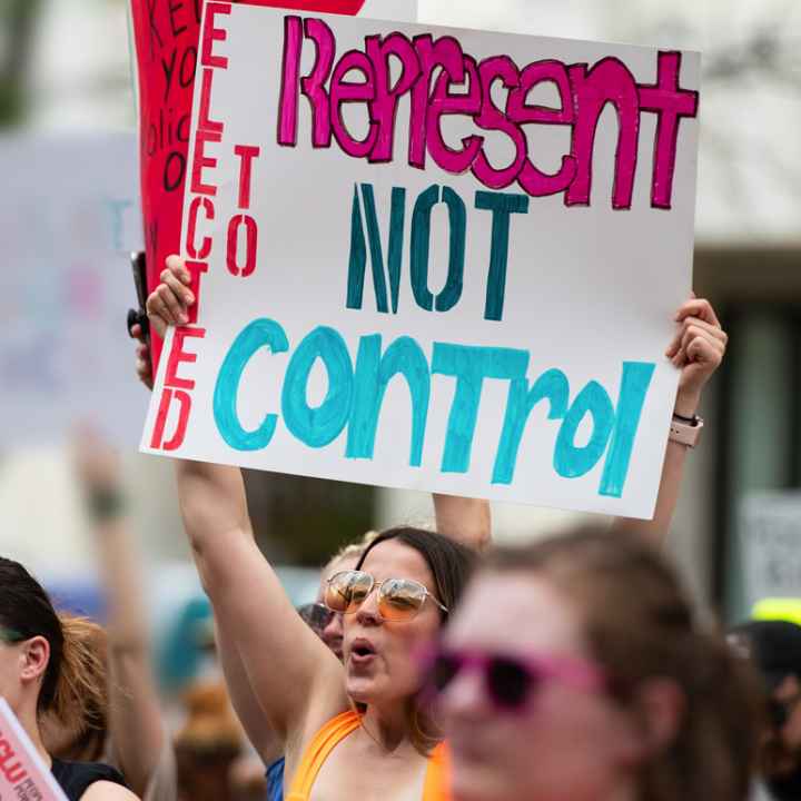 About 2,000 people rally in support of reproductive rights at a 2022 rally in Omaha.