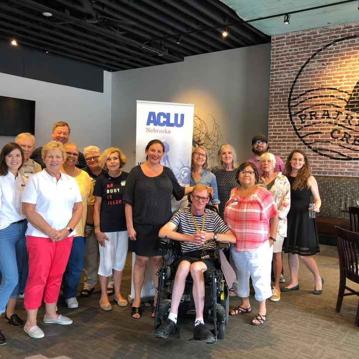 ACLU supporters pose for group photo