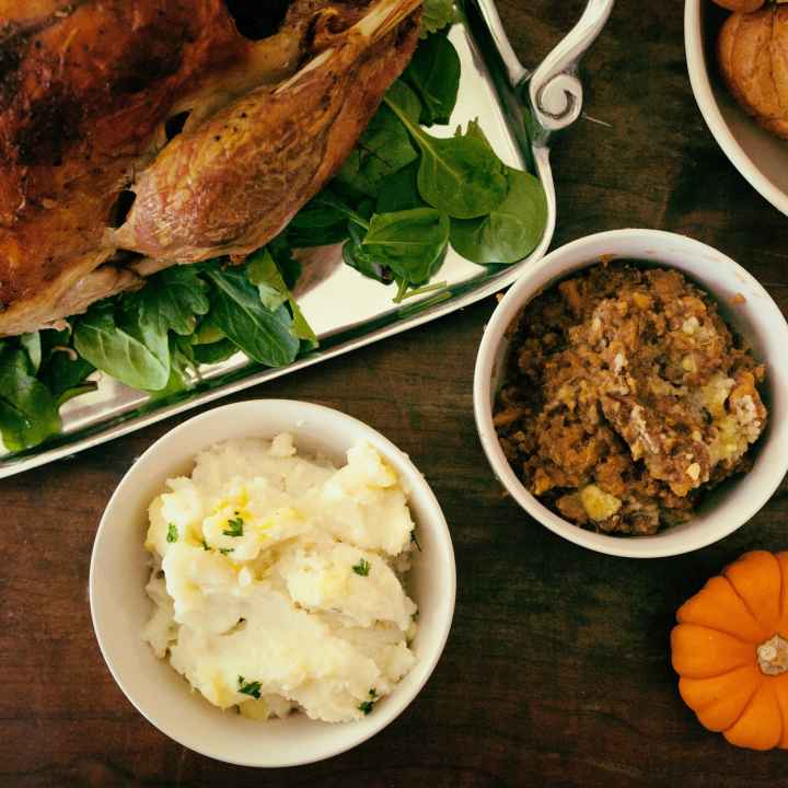 A Thanksgiving meal. An image depicting a Thanksgiving meal.