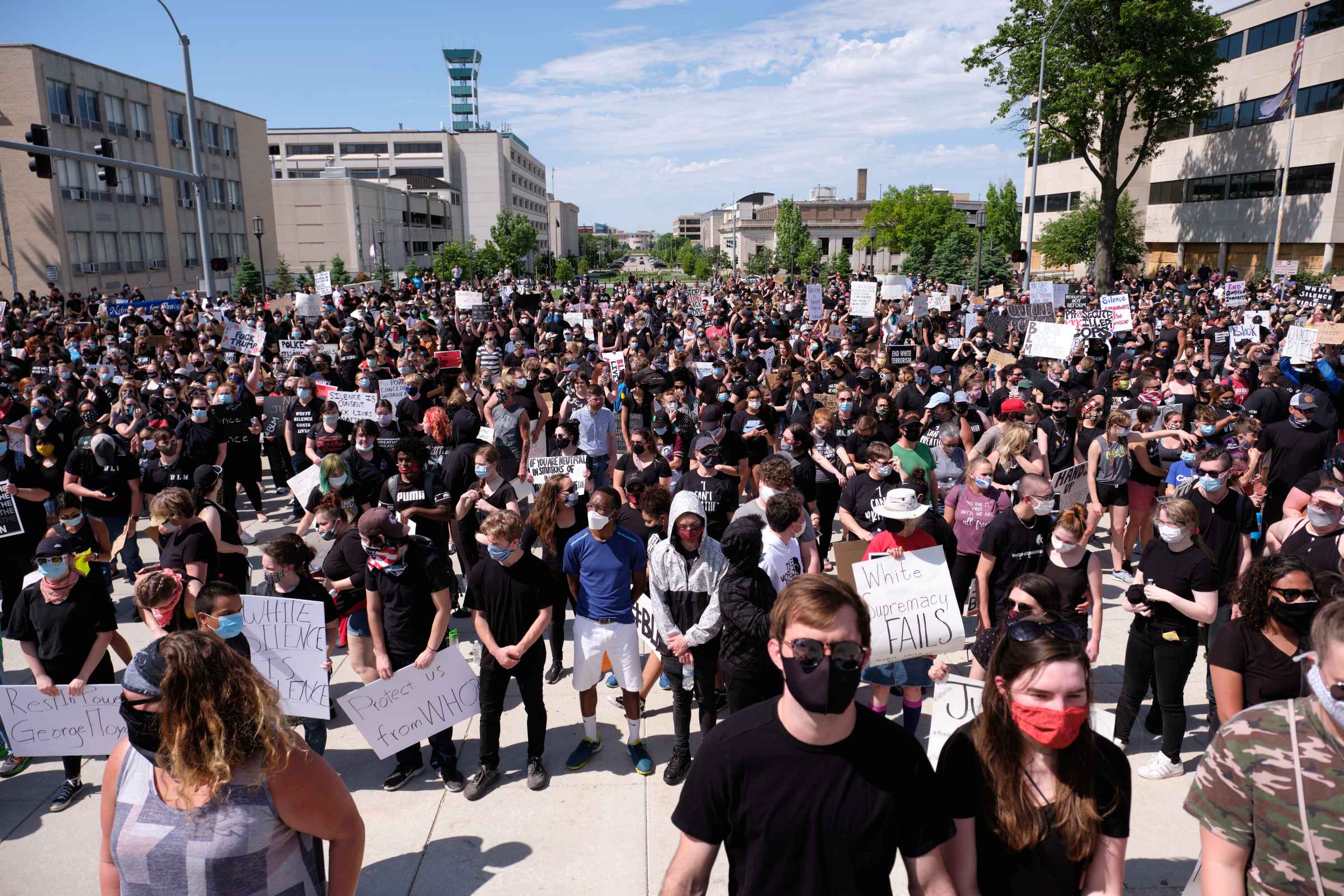 Protesters at a Black Lives Matter protest in Lincoln.